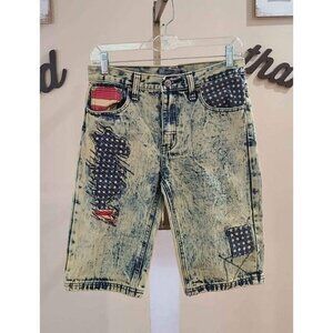 Sacred Crown Patriotic Denim Shorts Youth Size 18